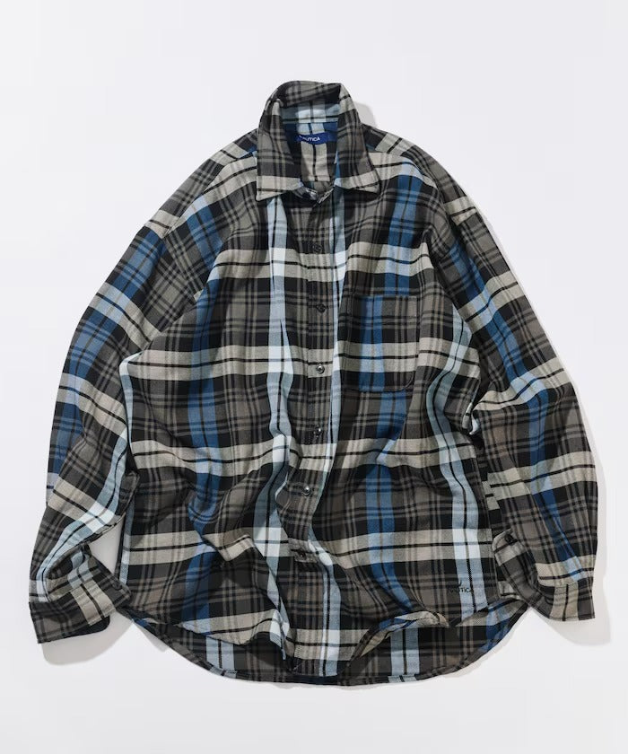 NAUTICA / 厚磅法蘭絨格紋寬鬆襯衫