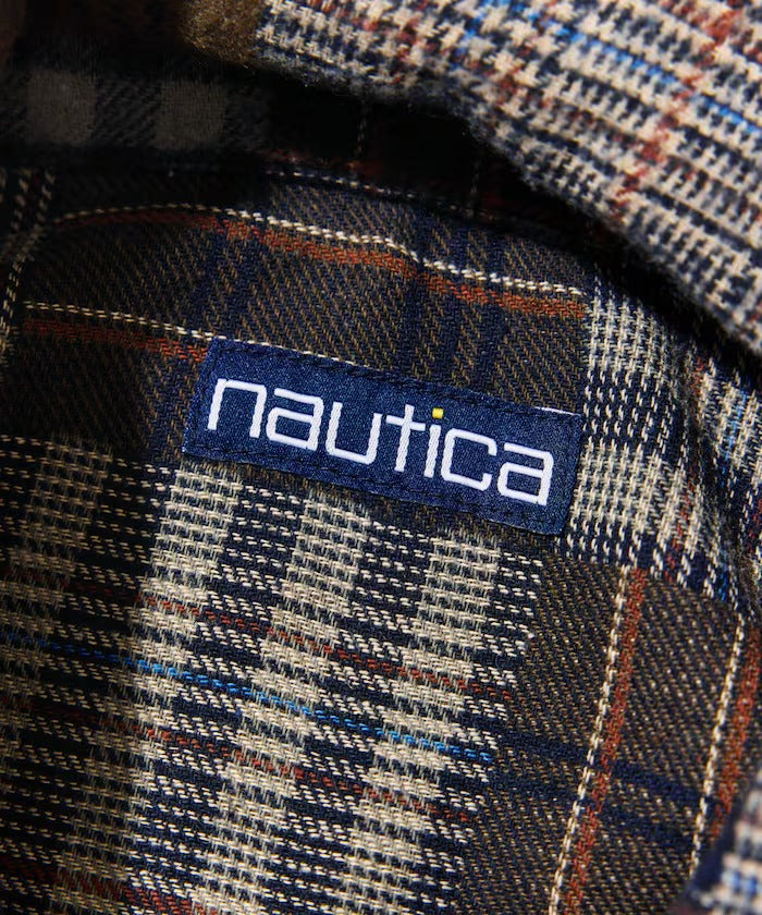 NAUTICA / 拼接先染提花法蘭絨開領襯衫