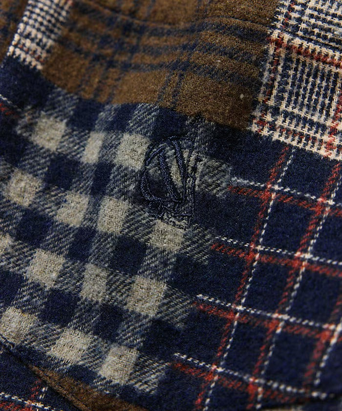 NAUTICA / 拼接先染提花法蘭絨開領襯衫