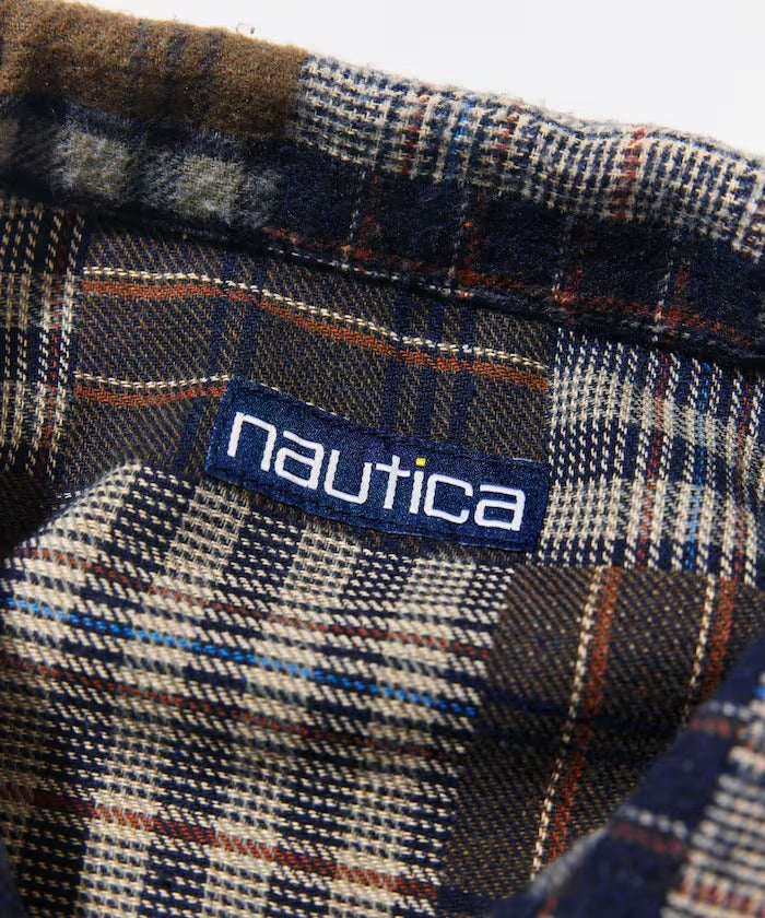 NAUTICA / 拼接先染提花法蘭絨開領襯衫