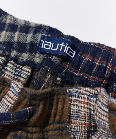 NAUTICA / 拼接先染提花法蘭絨鬆緊長褲