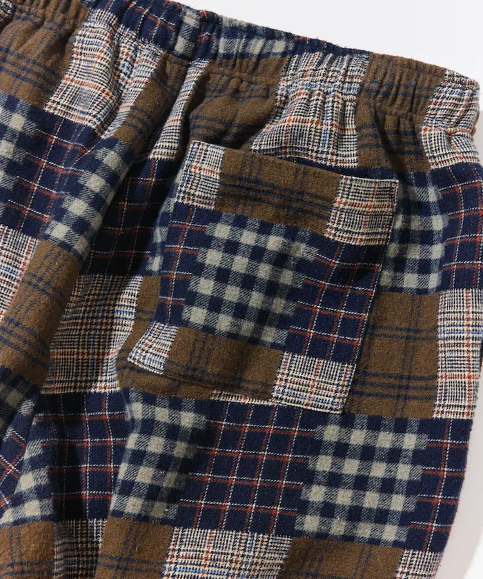 NAUTICA / 拼接先染提花法蘭絨鬆緊長褲