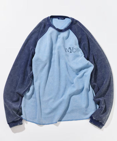 NAUTICA / NYC印花刺繡 拉克蘭袖 華夫格 長袖T恤