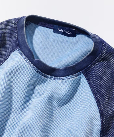 NAUTICA / NYC印花刺繡 拉克蘭袖 華夫格 長袖T恤