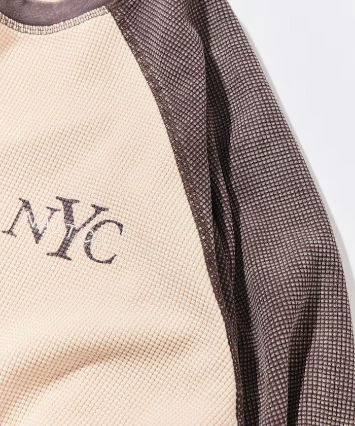 NAUTICA / NYC印花刺繡 拉克蘭袖 華夫格 長袖T恤