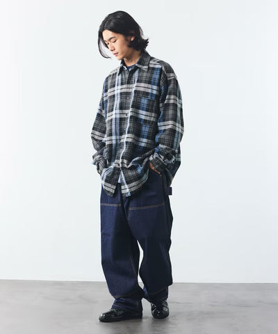 NAUTICA / 厚磅法蘭絨格紋寬鬆襯衫