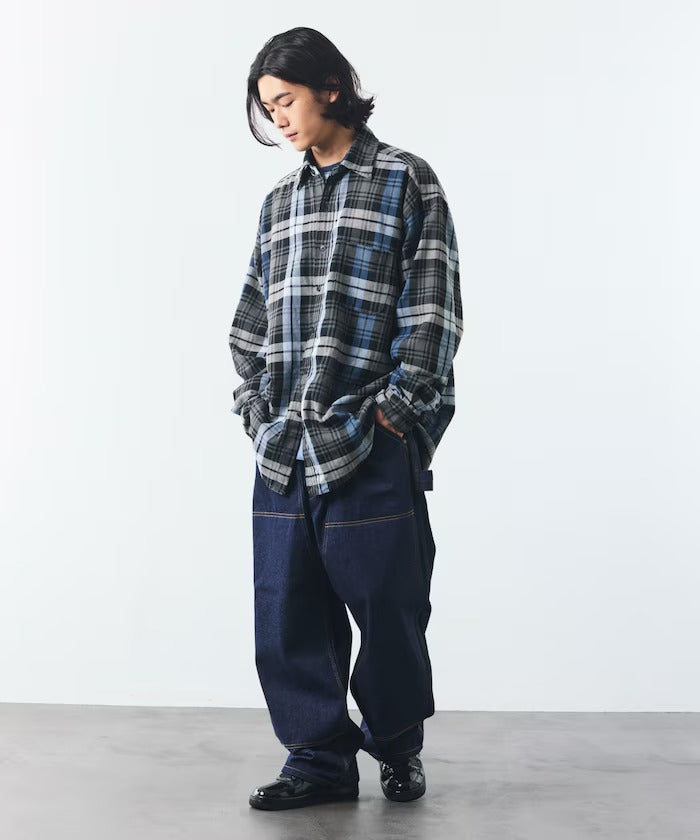 NAUTICA / 厚磅法蘭絨格紋寬鬆襯衫