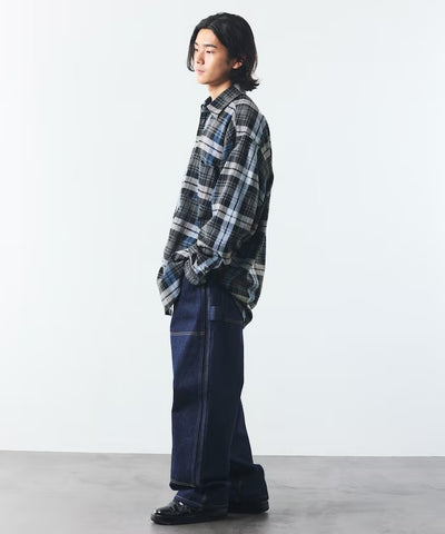 NAUTICA / 厚磅法蘭絨格紋寬鬆襯衫