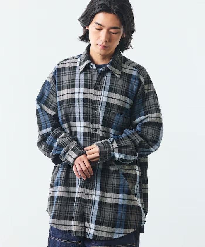 NAUTICA / 厚磅法蘭絨格紋寬鬆襯衫
