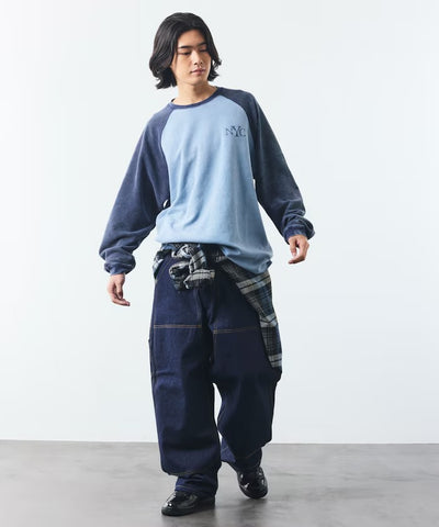NAUTICA / NYC印花刺繡 拉克蘭袖 華夫格 長袖T恤