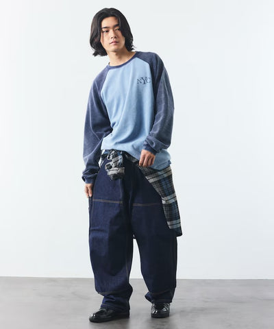 NAUTICA / NYC印花刺繡 拉克蘭袖 華夫格 長袖T恤
