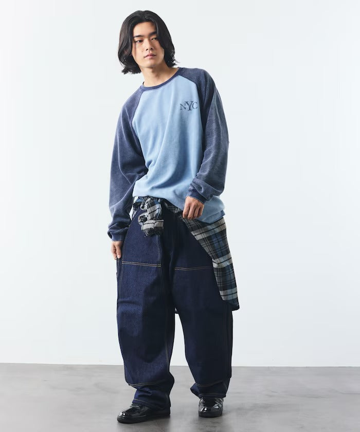 NAUTICA / NYC印花刺繡 拉克蘭袖 華夫格 長袖T恤