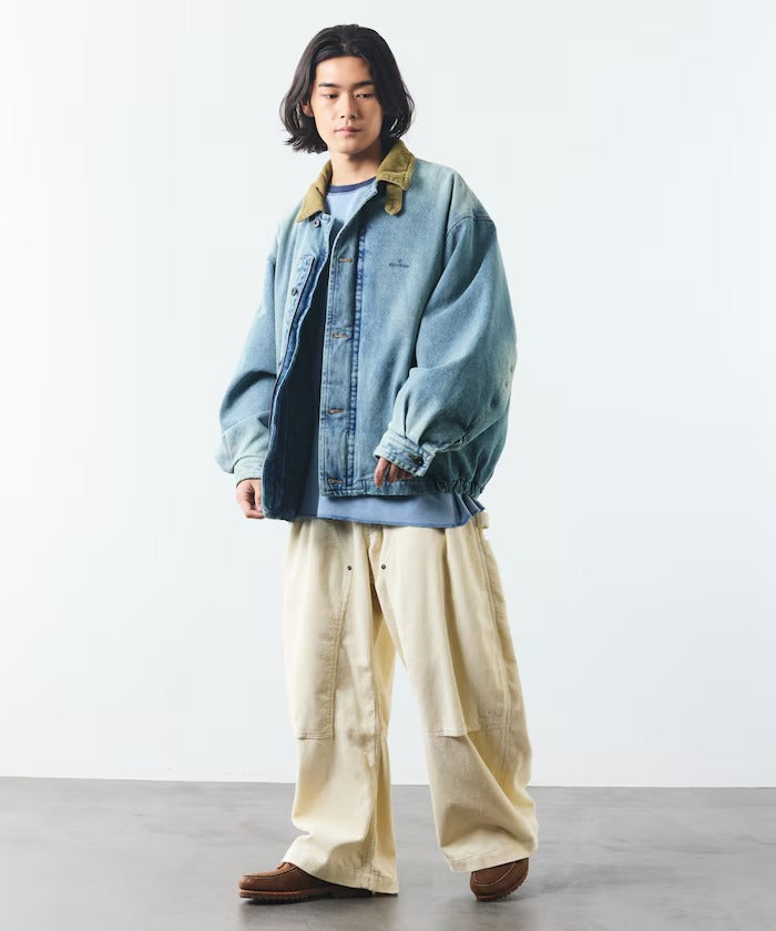 NAUTICA / 寬版弧形旗標雙膝 燈芯絨 畫家褲