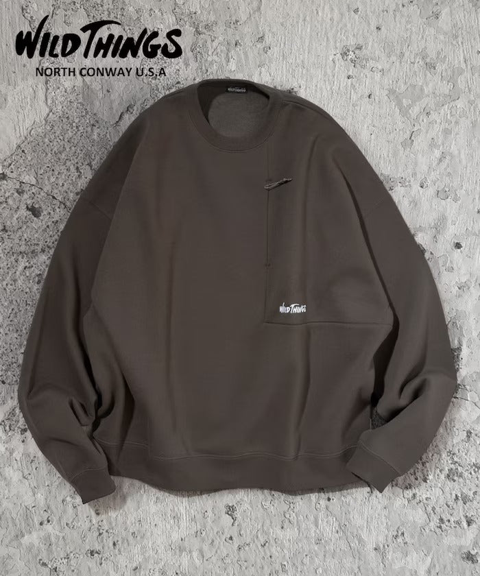 WILD THINGS × FREAK'S STORE / 小標 拉鍊口袋 圓領衫（日本聯名限定）