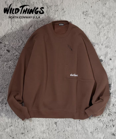 WILD THINGS × FREAK'S STORE / 小標 拉鍊口袋 圓領衫（日本聯名限定）