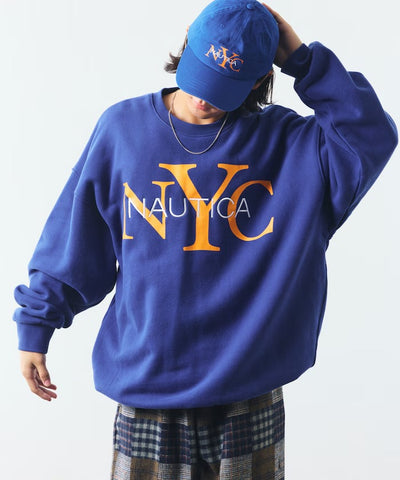 NAUTICA / NYC 印花刺繡圓領厚棉 圓領衫