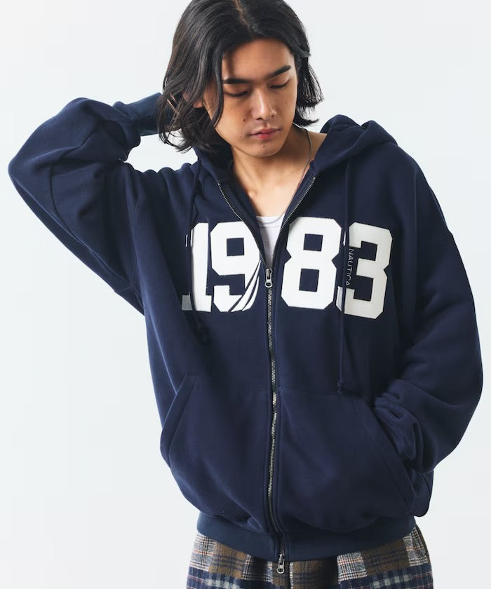 NAUTICA / 寬鬆刺繡貼布LOGO拉鍊 連帽外套