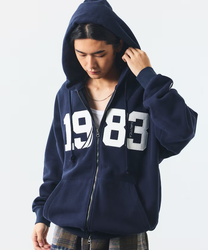 NAUTICA / 寬鬆刺繡貼布LOGO拉鍊 連帽外套