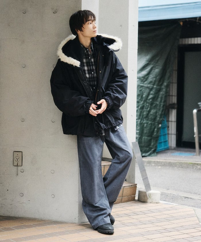 FREAK'S STORE / M65短版連帽軍裝大衣外套（毛絨連帽）