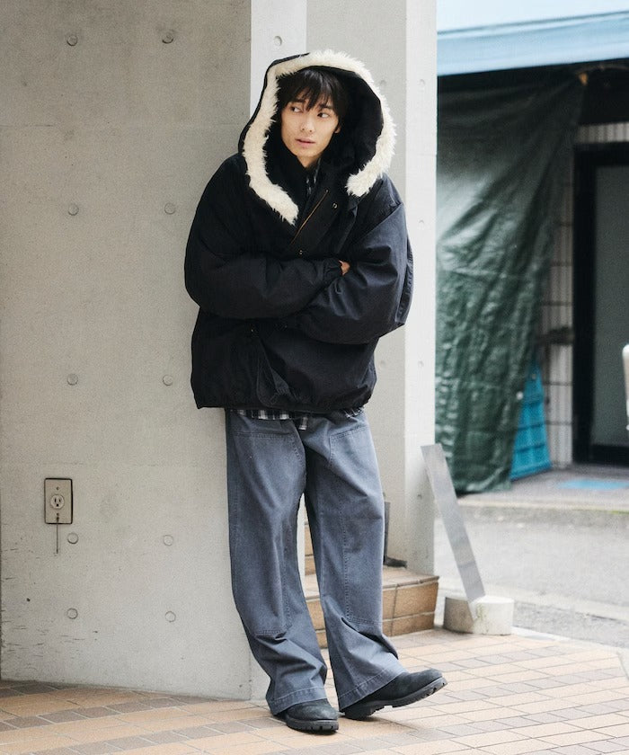 FREAK'S STORE / M65短版連帽軍裝大衣外套（毛絨連帽）