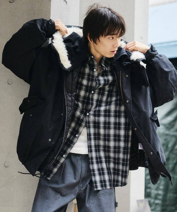 FREAK'S STORE / M65短版連帽軍裝大衣外套（毛絨連帽）