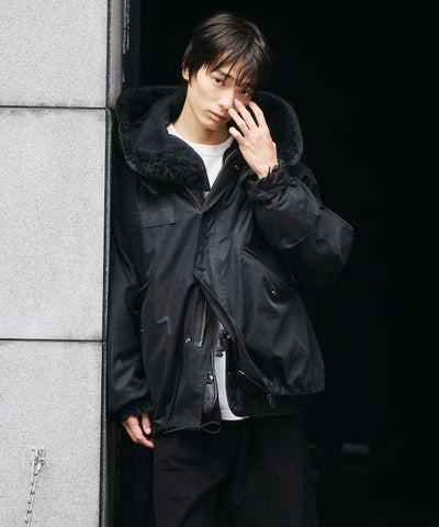 FREAK'S STORE / M65短版連帽軍裝大衣外套（毛絨連帽）