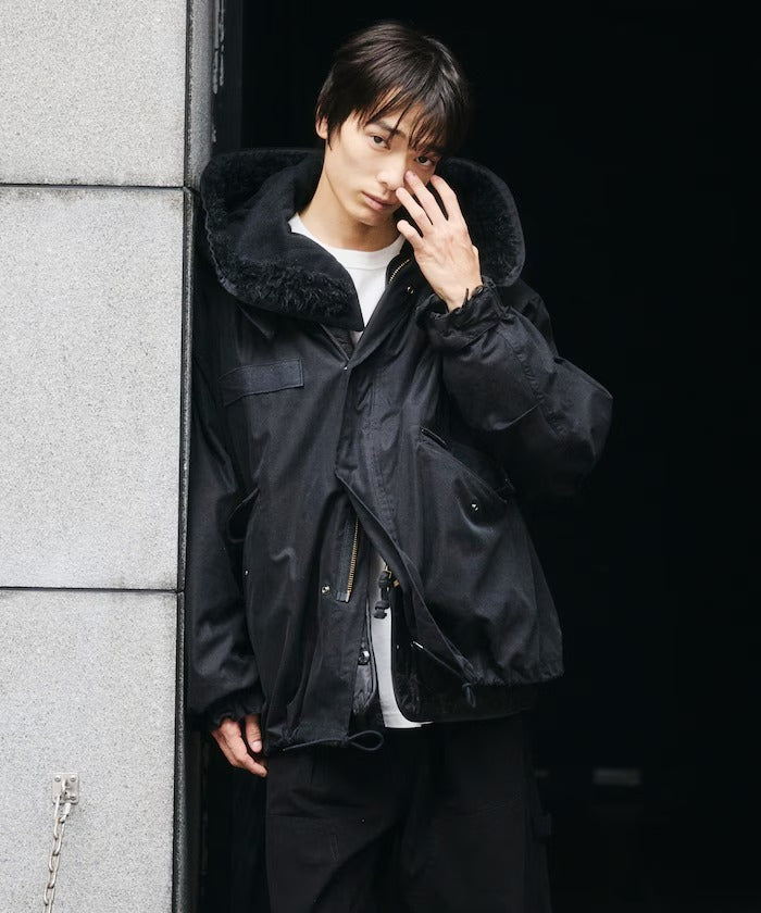 FREAK'S STORE / M65短版連帽軍裝大衣外套（毛絨連帽）