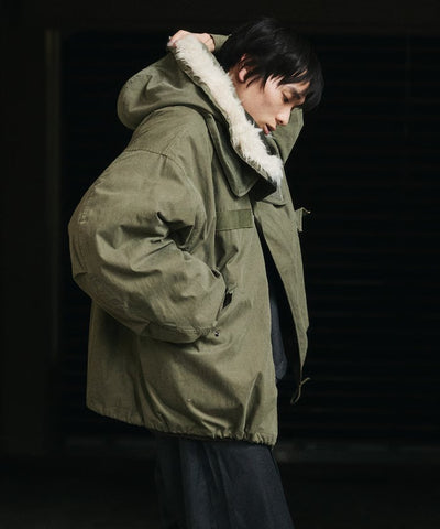 FREAK'S STORE / M65短版連帽軍裝大衣外套（毛絨連帽）