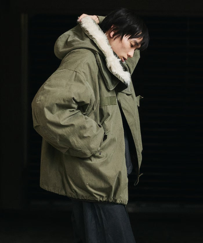 FREAK'S STORE / M65短版連帽軍裝大衣外套（毛絨連帽）