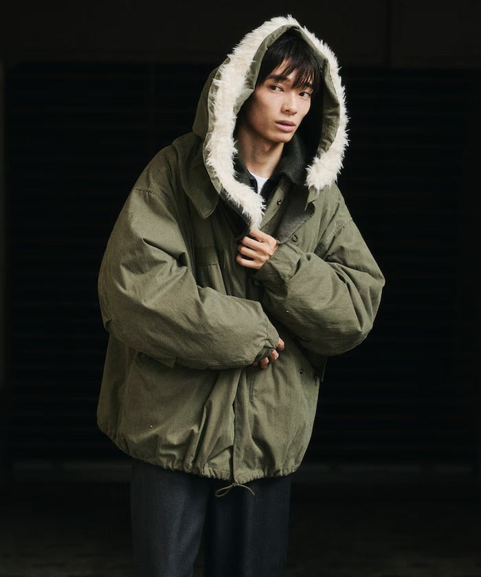 FREAK'S STORE / M65短版連帽軍裝大衣外套（毛絨連帽）