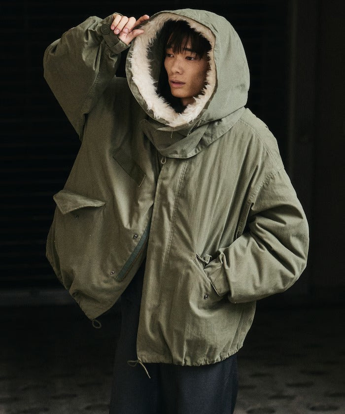 FREAK'S STORE / M65短版連帽軍裝大衣外套（毛絨連帽）