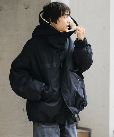 FREAK'S STORE / M65短版連帽軍裝大衣外套（毛絨連帽）