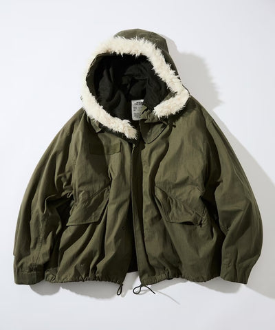 FREAK'S STORE / M65短版連帽軍裝大衣外套（毛絨連帽）