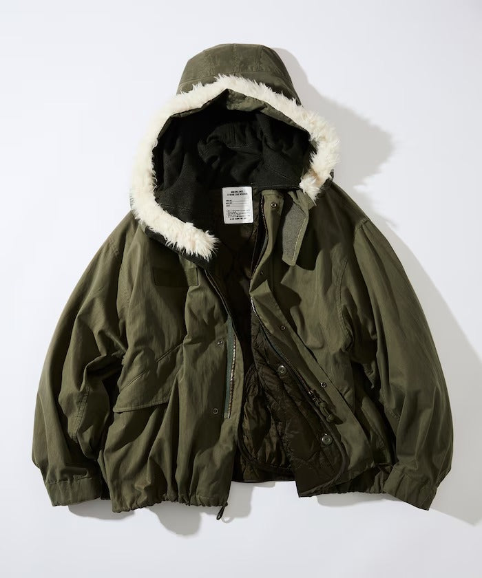 FREAK'S STORE / M65短版連帽軍裝大衣外套（毛絨連帽）