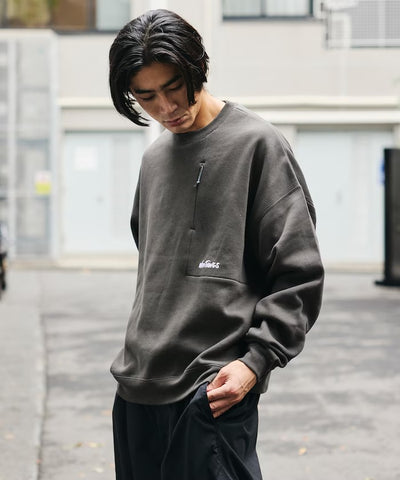 WILD THINGS × FREAK'S STORE / 小標 拉鍊口袋 圓領衫（日本聯名限定）