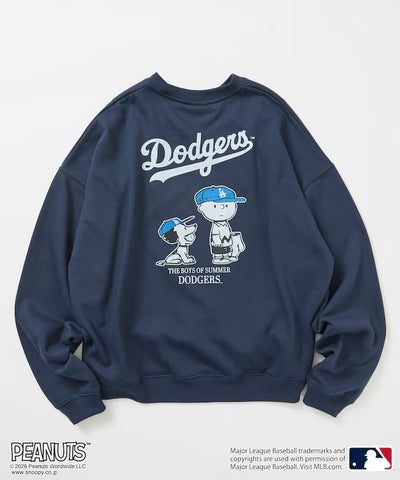PEANUTS × MLB × FREAK'S STORE / 道奇隊背印大廓形 圓領衫（日本聯名限定）