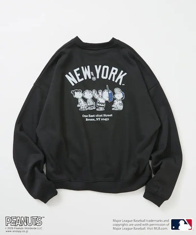 PEANUTS × MLB × FREAK'S STORE / 洋基隊背印大廓形 圓領衫（日本聯名限定）