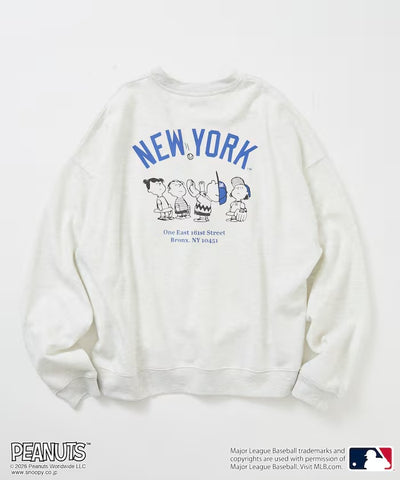 PEANUTS × MLB × FREAK'S STORE / 洋基隊背印大廓形 圓領衫（日本聯名限定）
