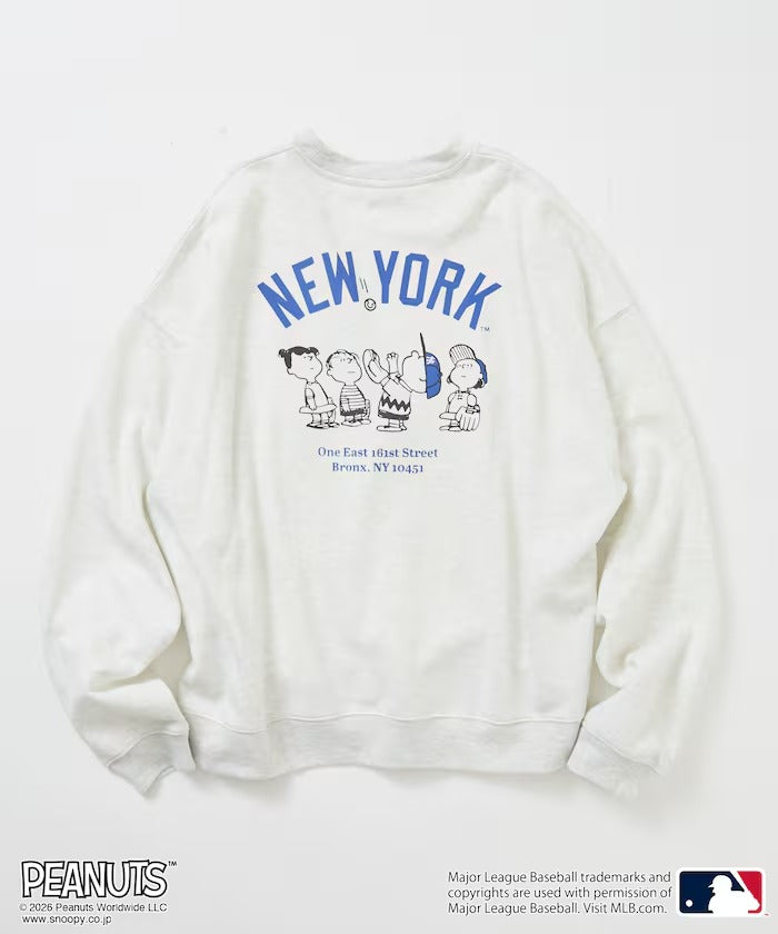 PEANUTS × MLB × FREAK'S STORE / 洋基隊背印大廓形 圓領衫（日本聯名限定）