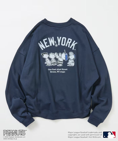 PEANUTS × MLB × FREAK'S STORE / 洋基隊背印大廓形 圓領衫（日本聯名限定）