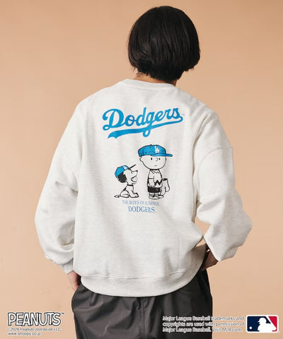 PEANUTS × MLB × FREAK'S STORE / 道奇隊背印大廓形 圓領衫（日本聯名限定）