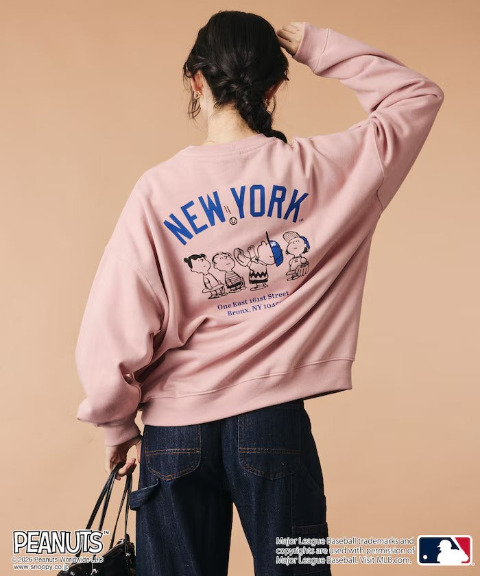 PEANUTS × MLB × FREAK'S STORE / 洋基隊背印大廓形 圓領衫（日本聯名限定）