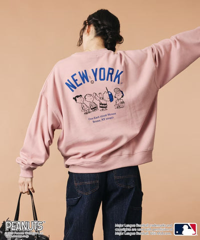 PEANUTS × MLB × FREAK'S STORE / 洋基隊背印大廓形 圓領衫（日本聯名限定）