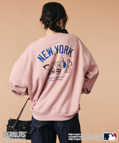 PEANUTS × MLB × FREAK'S STORE / 洋基隊背印大廓形 圓領衫（日本聯名限定）