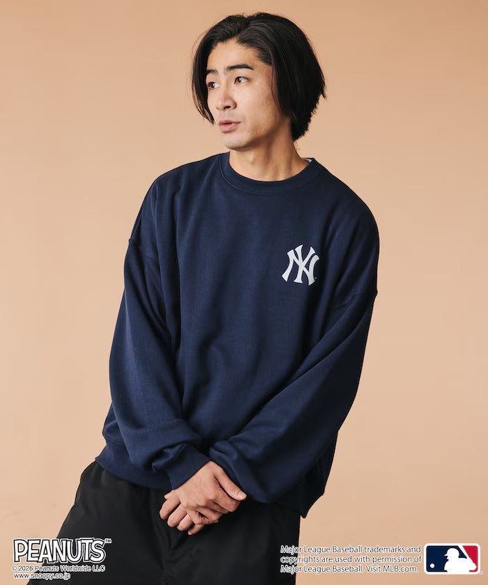 PEANUTS × MLB × FREAK'S STORE / 洋基隊背印大廓形 圓領衫（日本聯名限定）
