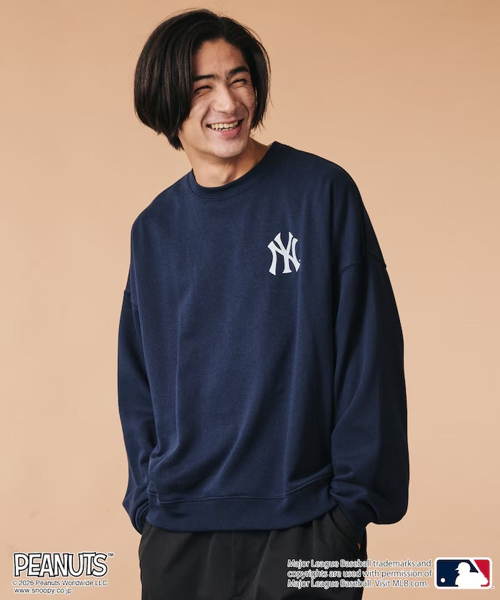 PEANUTS × MLB × FREAK'S STORE / 洋基隊背印大廓形 圓領衫（日本聯名限定）