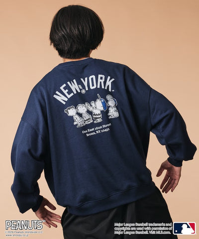 PEANUTS × MLB × FREAK'S STORE / 洋基隊背印大廓形 圓領衫（日本聯名限定）