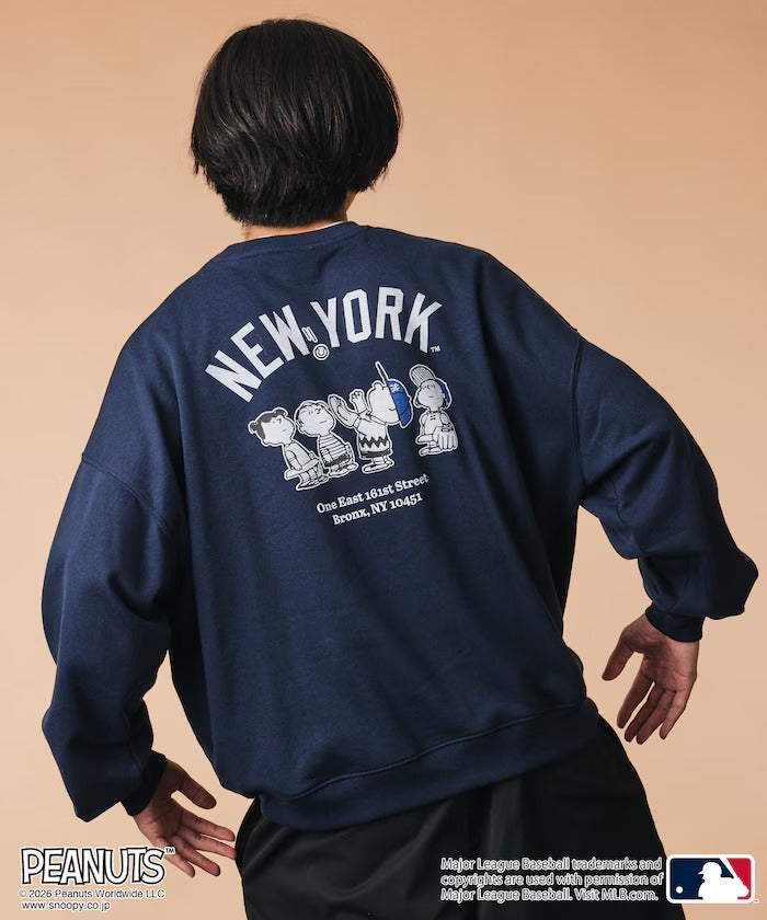 PEANUTS × MLB × FREAK'S STORE / 洋基隊背印大廓形 圓領衫（日本聯名限定）