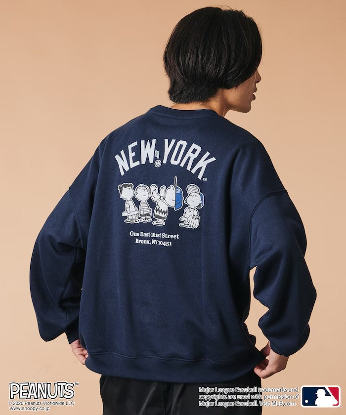 PEANUTS × MLB × FREAK'S STORE / 洋基隊背印大廓形 圓領衫（日本聯名限定）