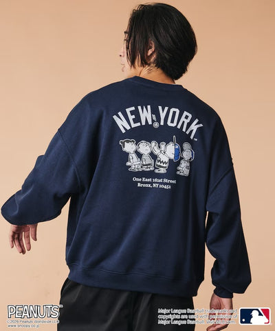 PEANUTS × MLB × FREAK'S STORE / 洋基隊背印大廓形 圓領衫（日本聯名限定）
